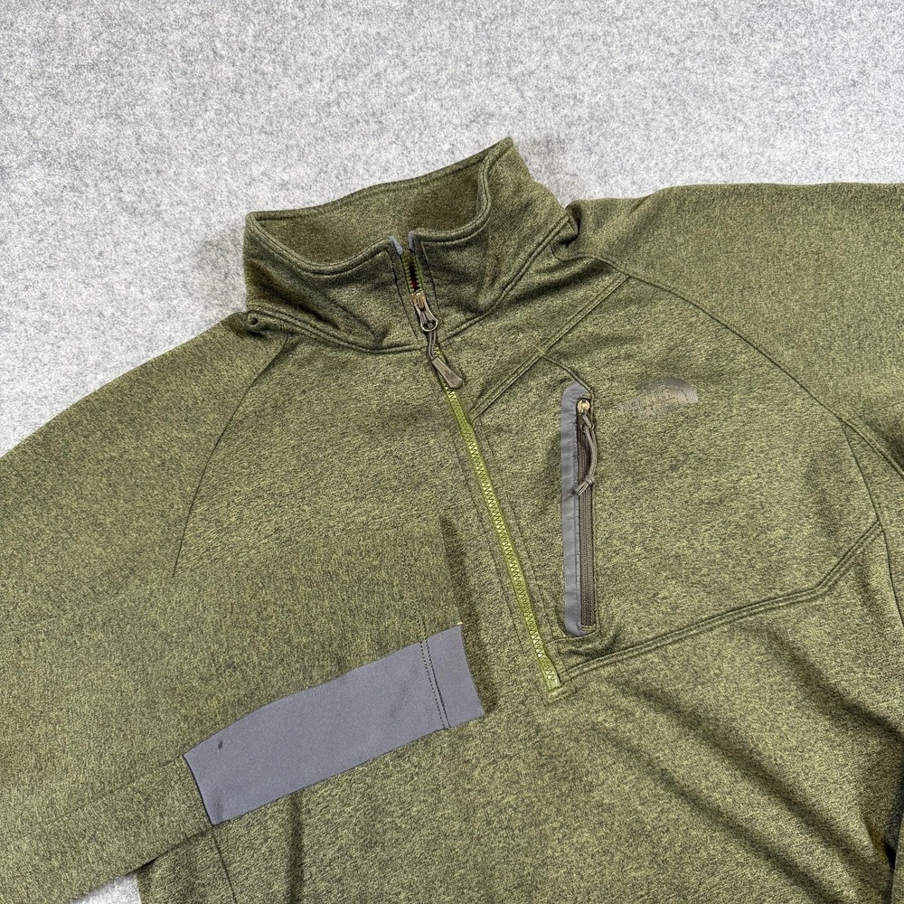 The North Face Pullover Mens Medium Green 1/4 Zip Fleece Hiking Long Sleeve